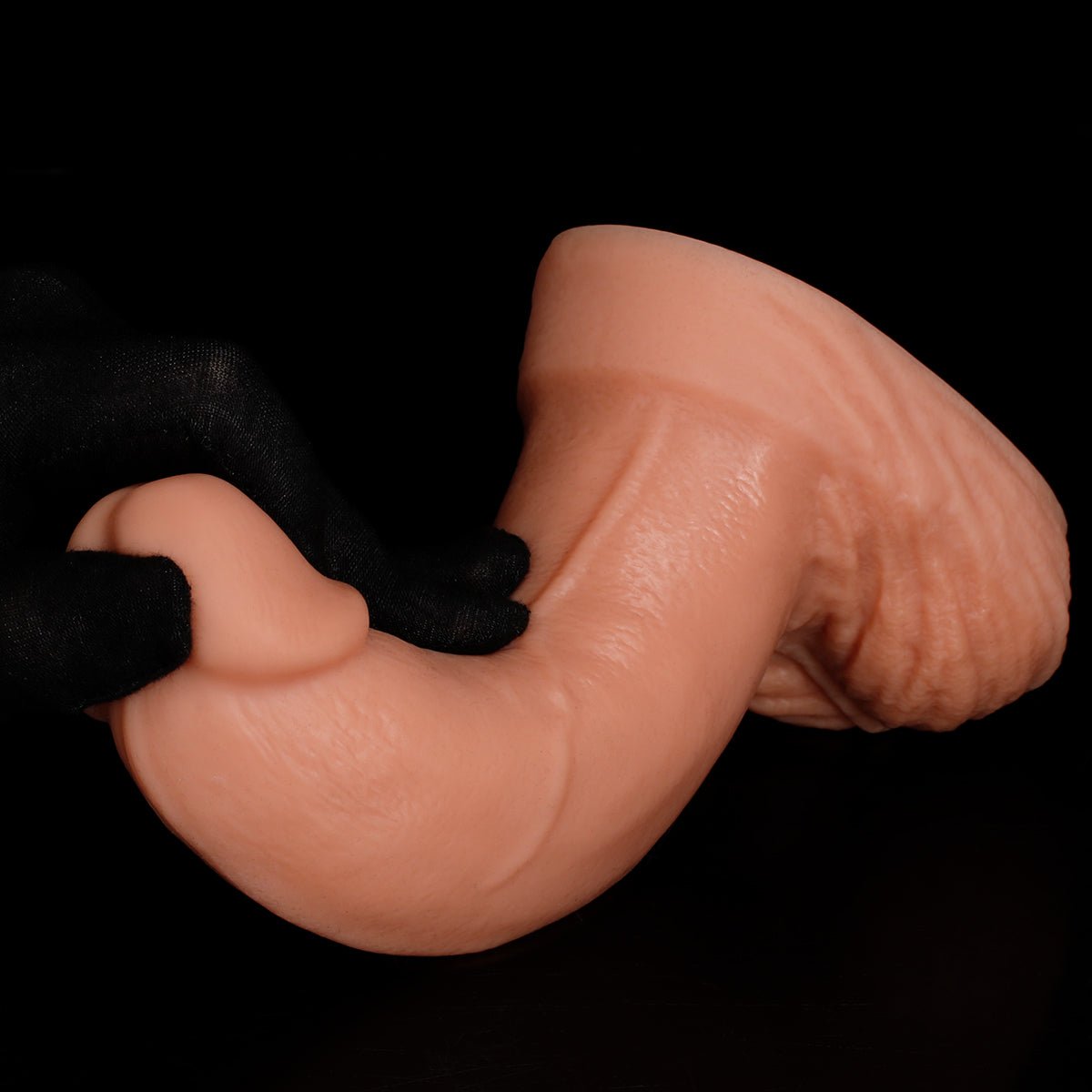 Realistic platinum-cured silicone DualDensity™ Stretch Dildo | Apollo | Kikuchi Toys SIDE VIEW