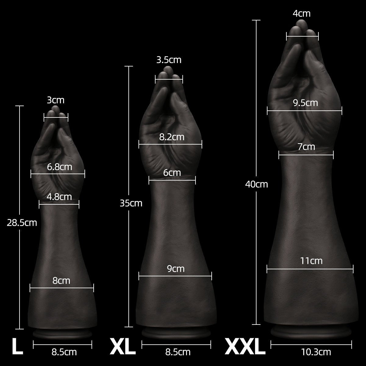 Mano - Kikuchi Toys Realistic Silicone Fist & Arm Dildo Black